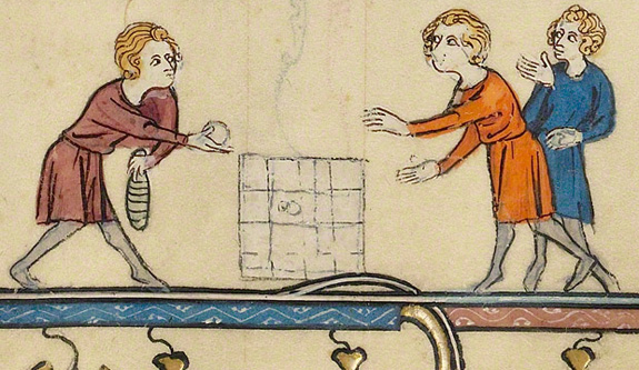 medieval children in an illustrated book